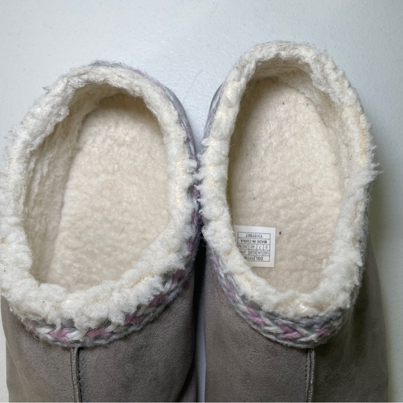 Dream Paris House Shoe Slippers Women Size 9 Gray Faux Suede Rubber Sole Slip-On - Picture 3 of 8